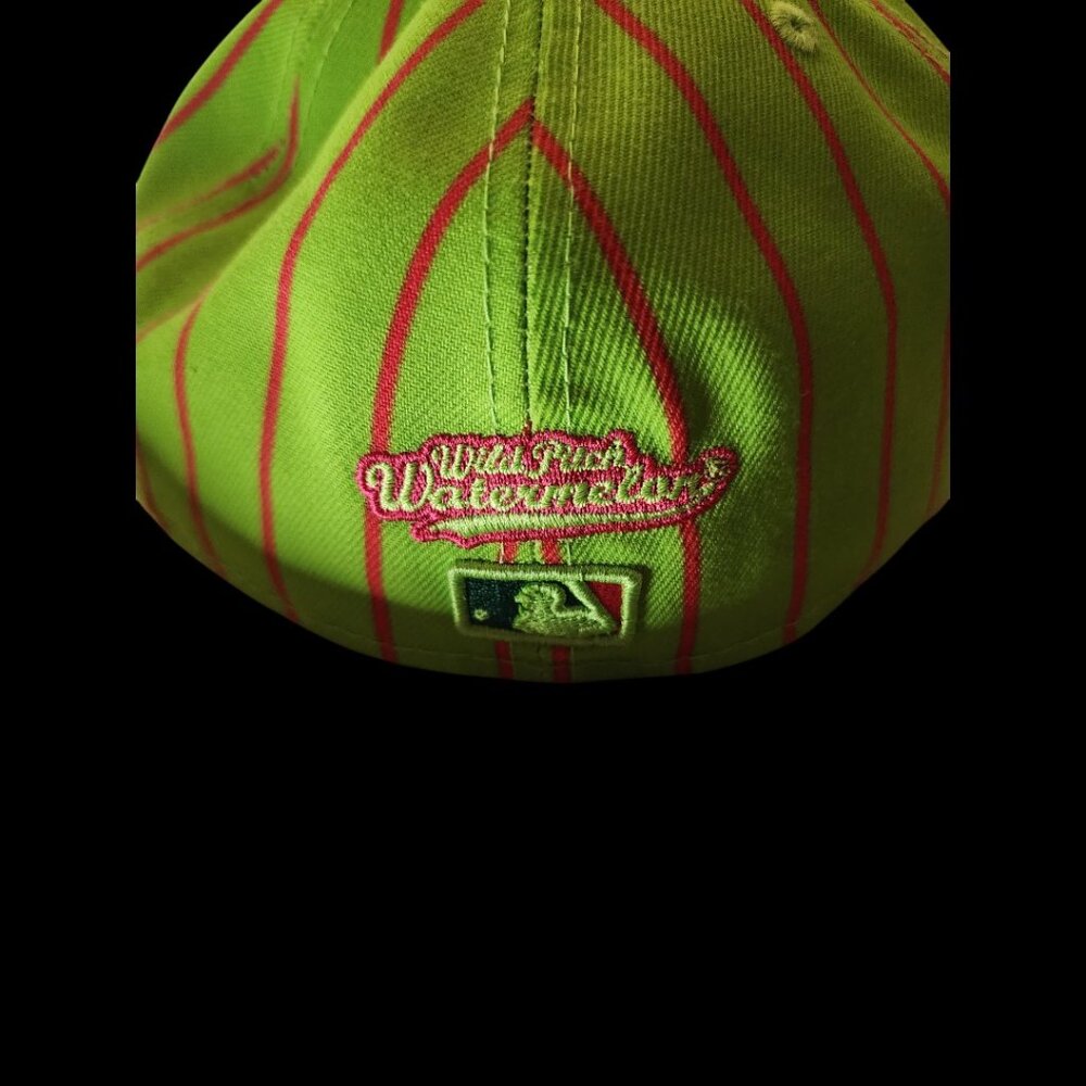 New Era NY Yankees Big League Chew Pinstripe Hat 7 1/2 Green Red Cap - Picture 5 of 10